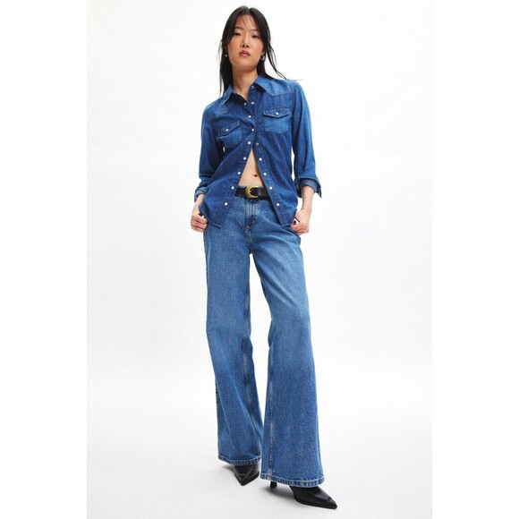 BDG Urban Outfitters Ariella Denim Western Shirt Cotton Top Long Sleeve S 275855 - Picture 3 of 9
